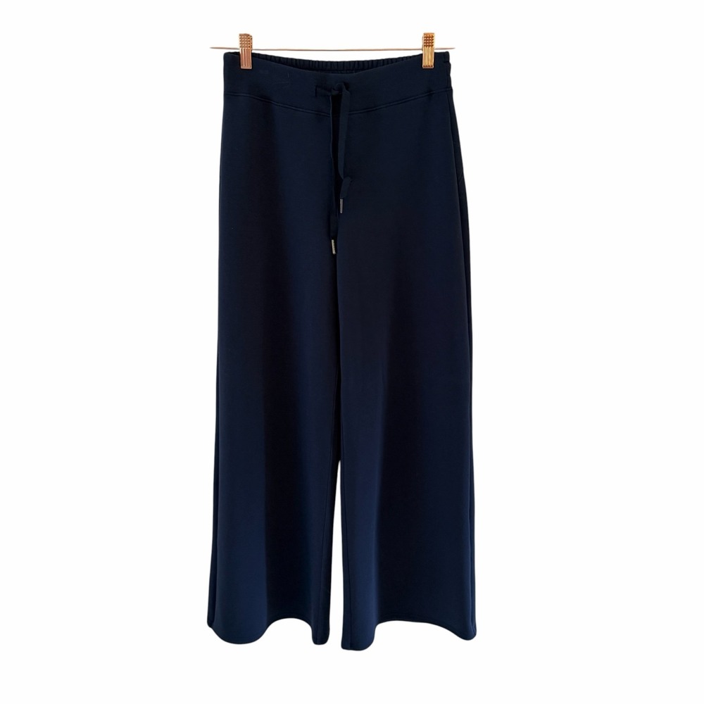 Spanx AirEssentials Wide Leg Pants Womens M Navy Blue Pull On Athleisure Travel